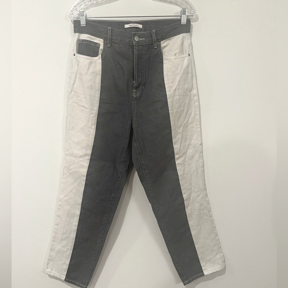 PACSUN High Rise Straight Black White Two Toned Denim Jeans Women Size 28 - Picture 3 of 12